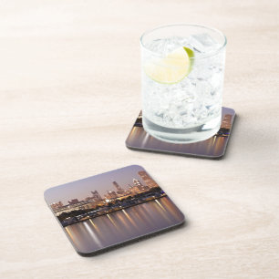 USA, Illinois, Chicago skyline at dusk Beverage Coaster
