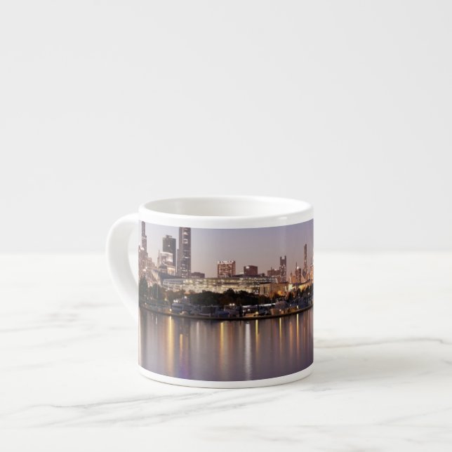 USA, Illinois, Chicago skyline at dusk Espresso Cup (Front Left)