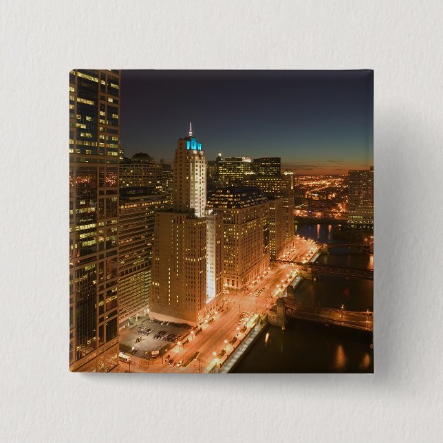 USA, Illinois, Chicago: The Loop: Buildings Pinback Button (Front)