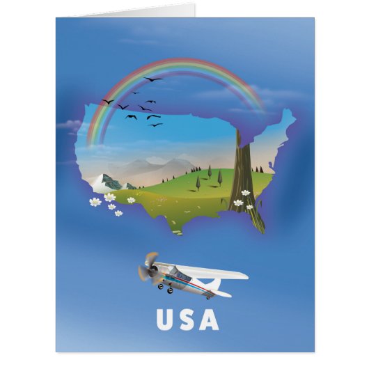 USA Illustrated travel poster Cards (Front)