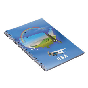 USA Illustrated travel poster Notebook