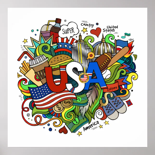 USA Illustration Art Poster | Zazzle