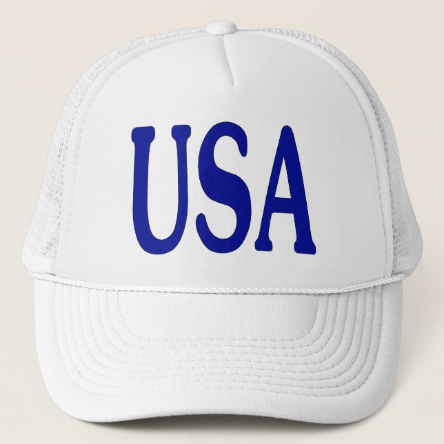 USA in Blue on White Cap (Front)