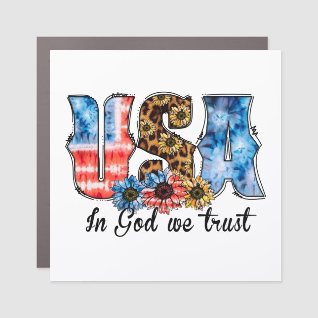 USA In God We Trust | Christian | Sunflower Car Magnet (Front)