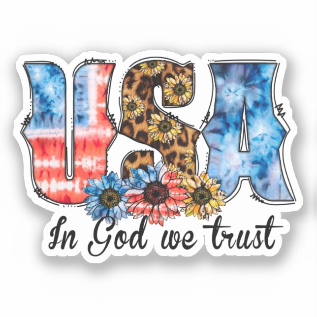 USA In God We Trust | Christian | Sunflower Sticker (Front)