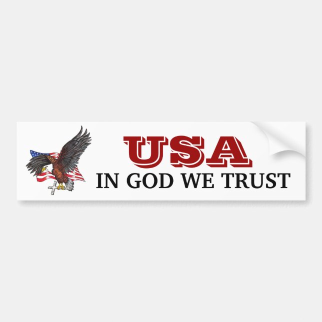 USA In God We Trust Eagle Bumper Sticker (Front)