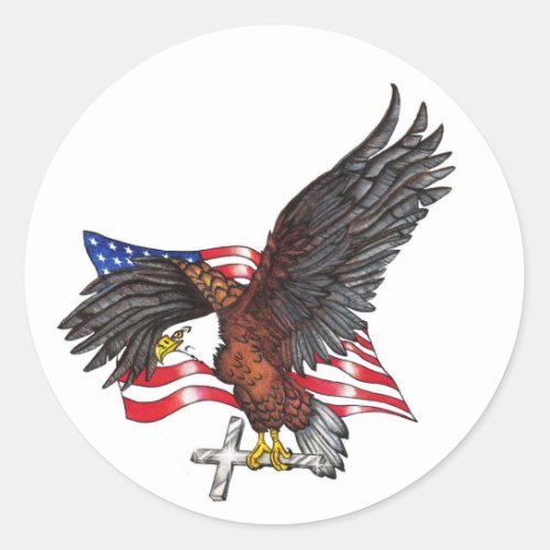 USA In God We Trust Eagle Classic Round Sticker