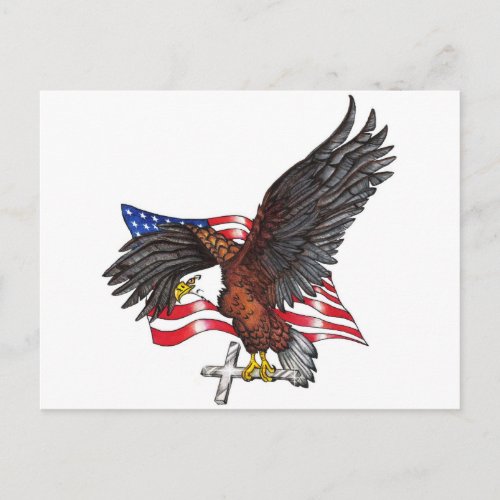 USA In God We Trust Eagle Postcard