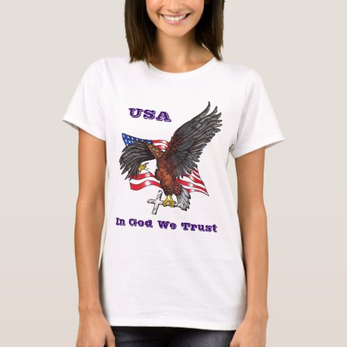 USA In God We Trust Eagle T_Shirt