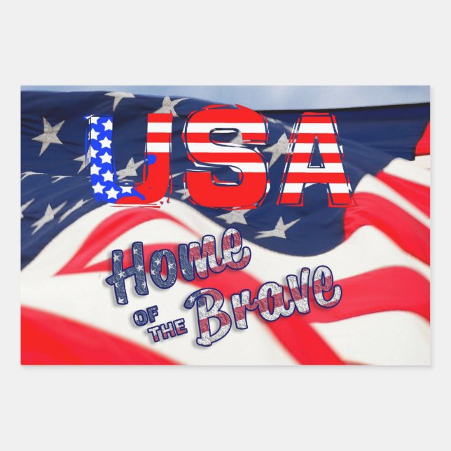 USA in Honor Flag Wrapping Paper Sheets (Front)