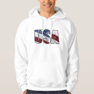 USA in Red White and Blue American Patriotic Flag Hoodie