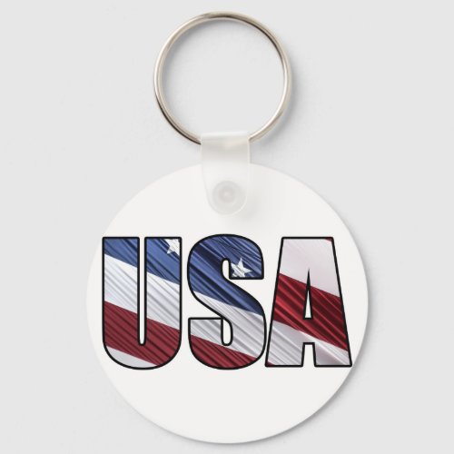 USA in Red White and Blue American Patriotic Flag Keychain