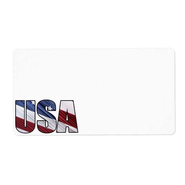 USA in Red White and Blue American Patriotic Flag Label (Front)