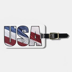 USA in Red White and Blue American Patriotic Flag Luggage Tag