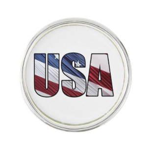 USA in Red White and Blue American Patriotic Flag Pin
