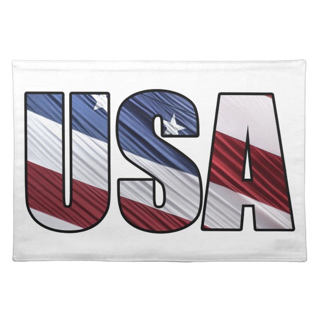 USA in Red White and Blue American Patriotic Flag Placemat (Front)