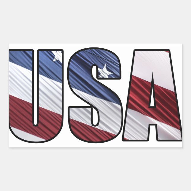 USA in Red White and Blue American Patriotic Flag Rectangular Sticker (Front)
