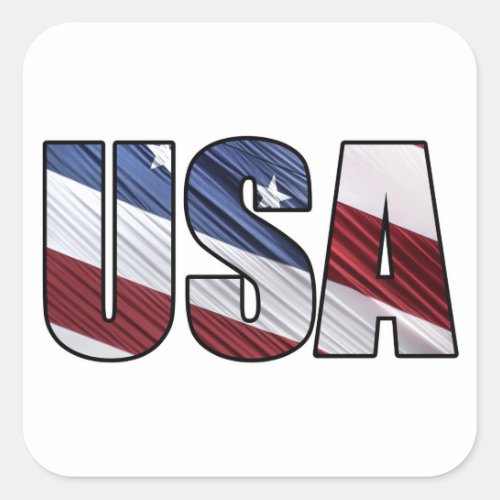 USA in Red White and Blue American Patriotic Flag Square Sticker