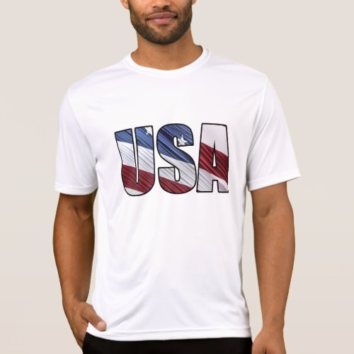 USA in Red White and Blue American Patriotic Flag T_Shirt
