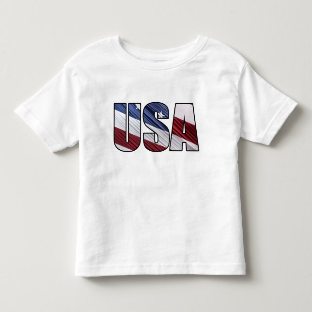 USA in Red White and Blue American Patriotic Flag Toddler T-shirt (Front)