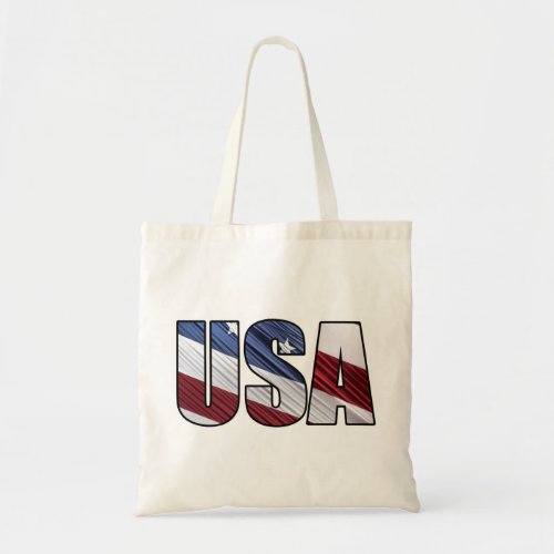 USA in Red White and Blue American Patriotic Flag Tote Bag