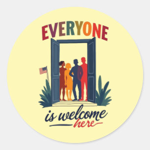 USA Inclusivity for All - Everyone Is Welcome Here Classic Round Sticker