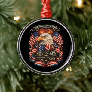 USA Independence 250th Anniversary 1776 2026 Metal Ornament