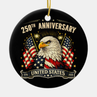 USA Independence 250th Anniversary 1776 2026 Patri Ceramic Ornament