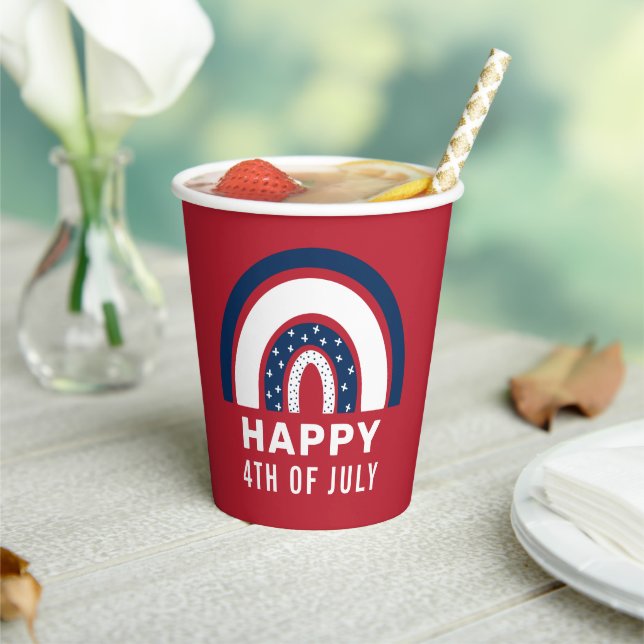 USA Independence Day American Rainbow 4th Of July Paper Cups (Insitu)