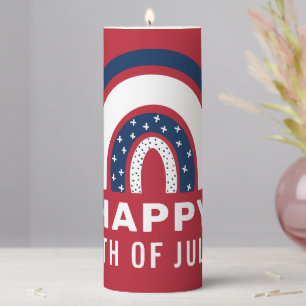 USA Independence Day American Rainbow 4th Of July Pillar Candle