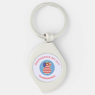 USA Independence Day Angel Flag Personalized Keychain