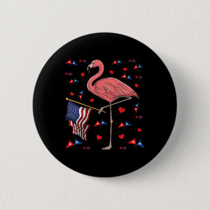 Usa Independence Day July 4th American Flag Pink F Button