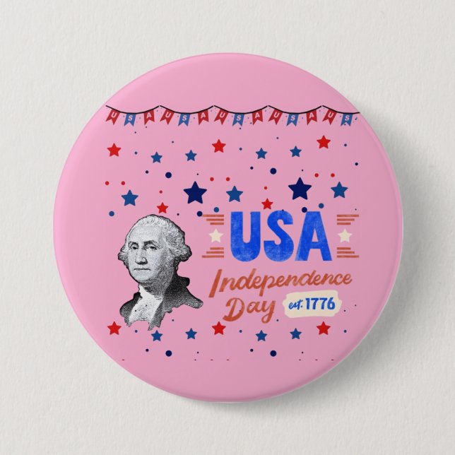 USA Independence Day light pink Button (Front)