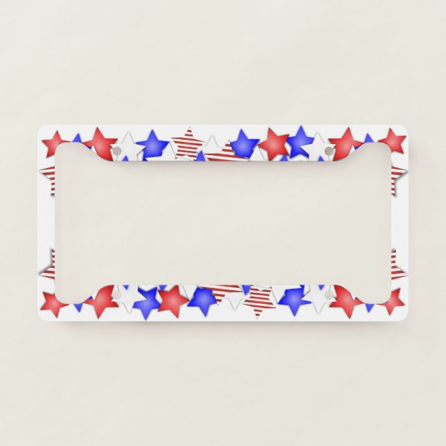 USA Independence Day Patriotic Stars American License Plate Frame (Front)