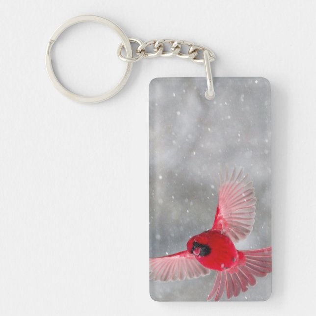 USA, Indiana, Indianapolis. A male cardinal Keychain (Front)