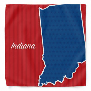 USA Indiana State Patriotic Stars and Stripes Map Bandana