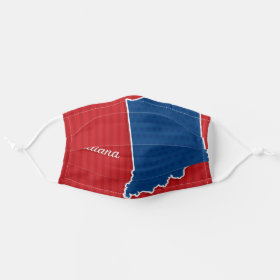 USA Indiana State Stars and Stripes Map Cloth Face Mask