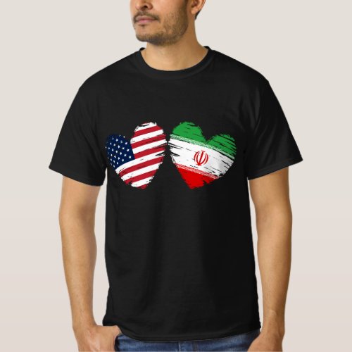 USA Iran Flag Heart Iranian American T_Shirt
