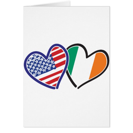 USA Ireland Heart Flags Cards (Front)