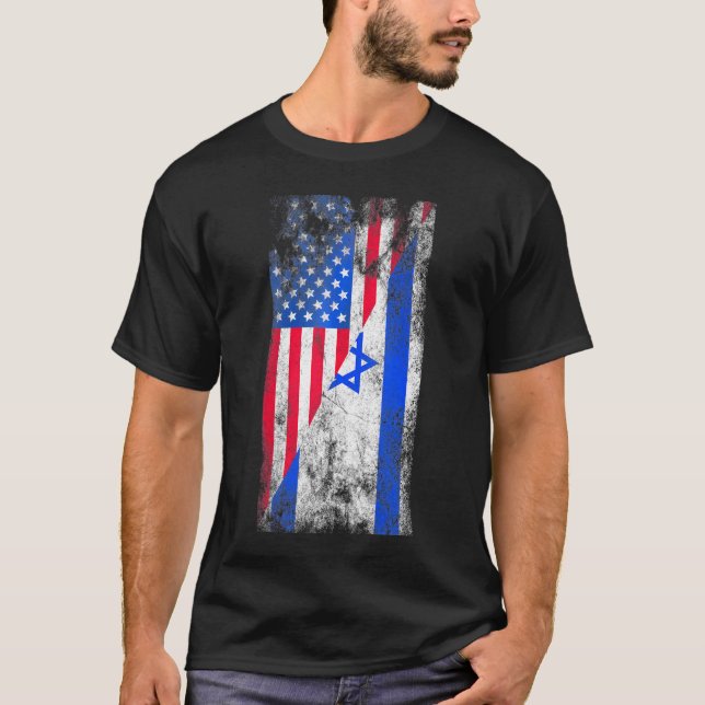 Usa Israel Flags United States Of America Israeli  T-Shirt (Front)