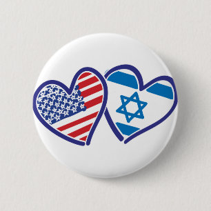 USA Israel Heart Flag Pinback Button