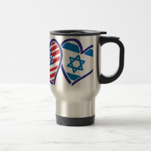 USA Israel Heart Flag Travel Mug