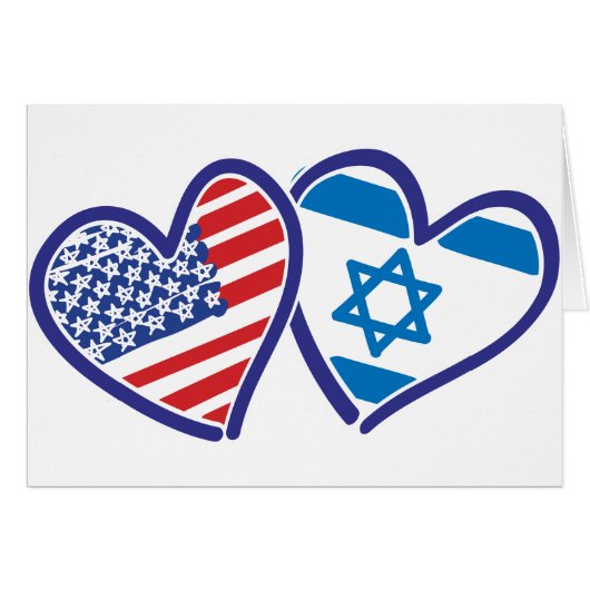 USA Israel Heart Flags Cards (Front Horizontal)
