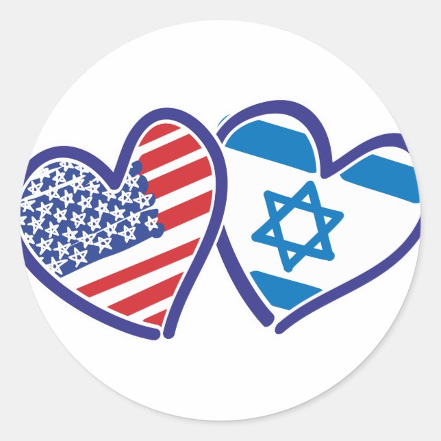 USA Israel Heart Flags Classic Round Sticker (Front)