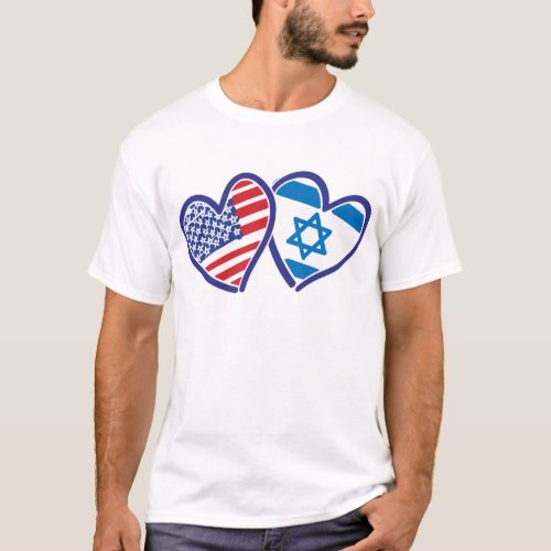 USA Israel Heart Flags T_Shirt