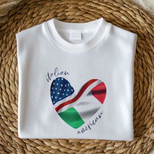 USA Italy Flag Heart Italian American Pride T-Shirt