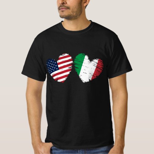 USA Italy Flag Heart Italian American T_Shirt