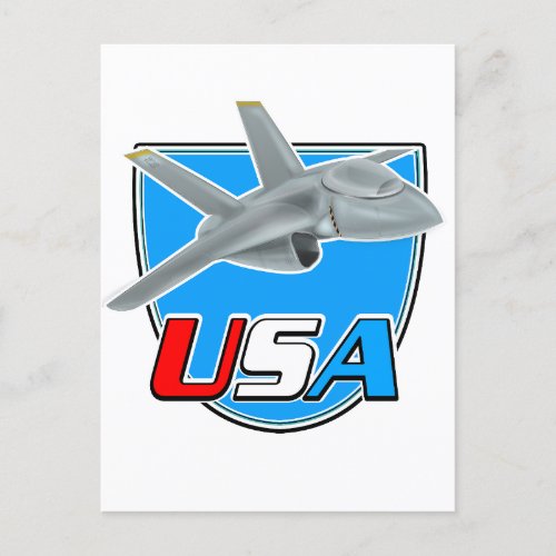 USA jet plane logo Postcard