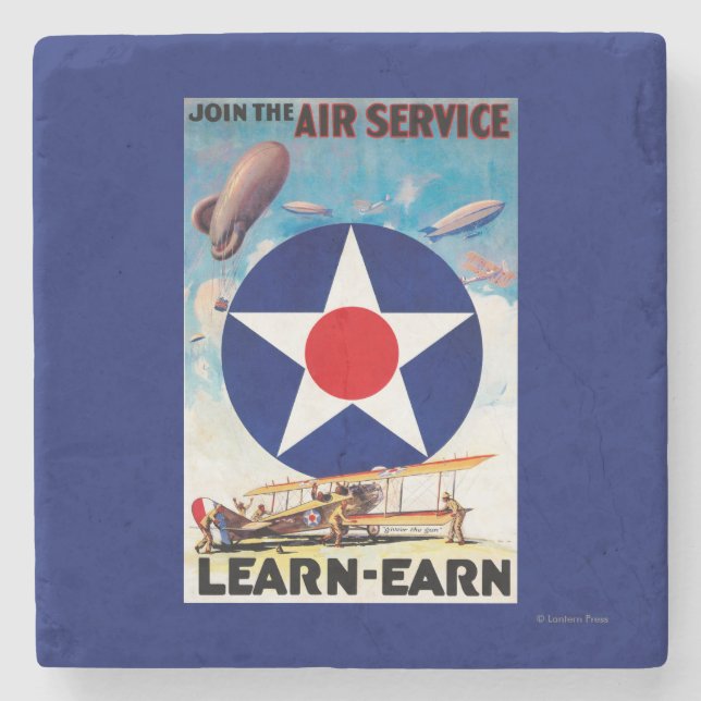 USA - Join the Air Service Learn-Earn Stone Coaster (Front)