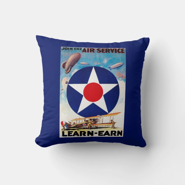 USA - Join the Air Service Learn-Earn Throw Pillow (Front)